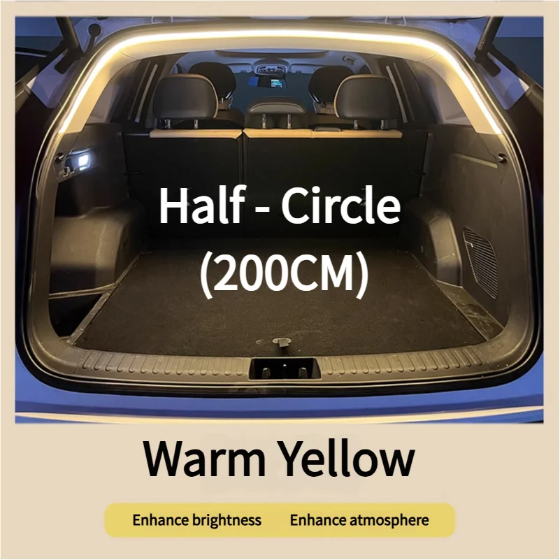 Car high brightness trunk lighting ambient light interior decoration LED wiring free automatic sensing tailgate light strip